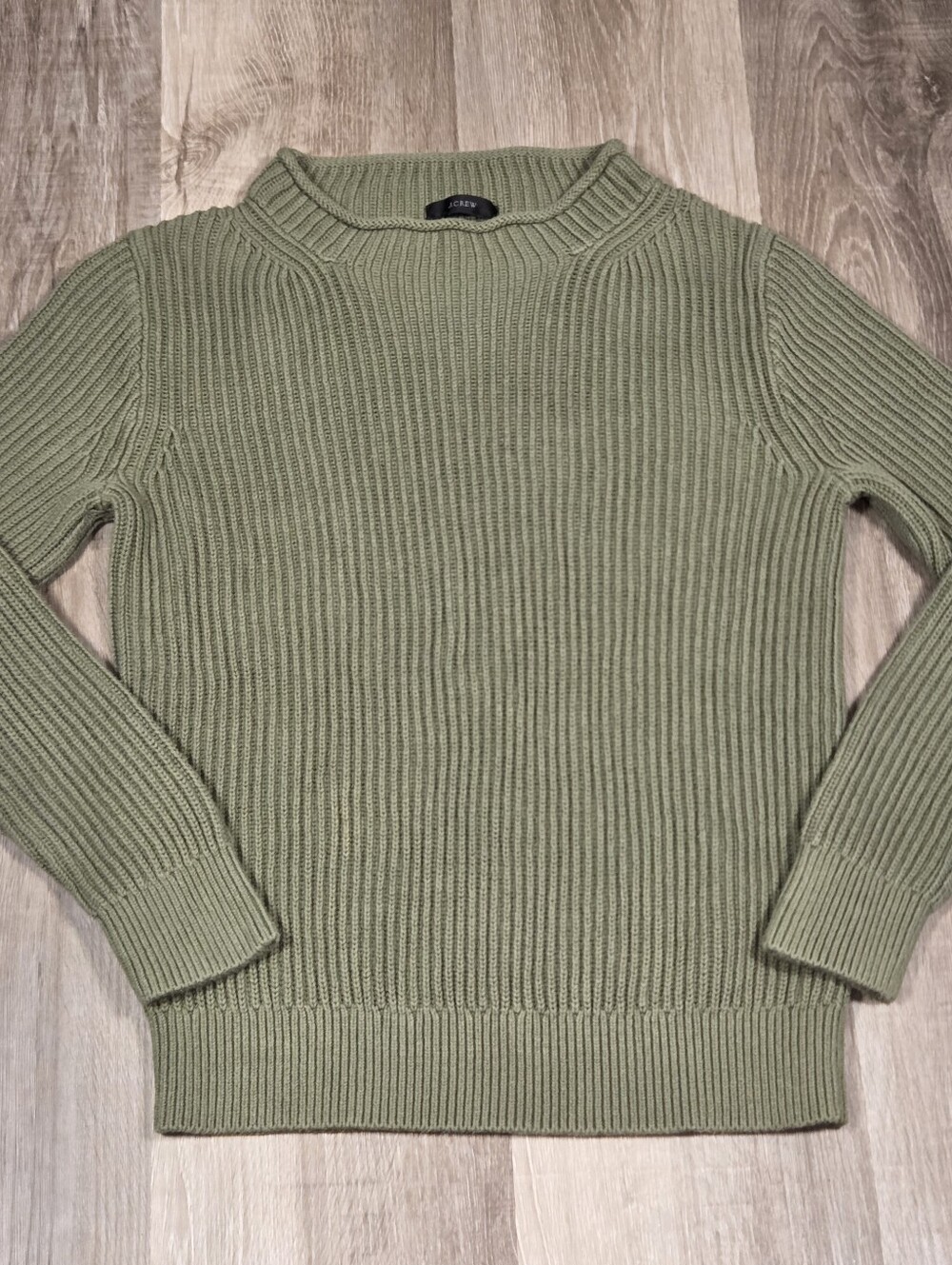olive green J.Crew sweater thick ribbed Texture